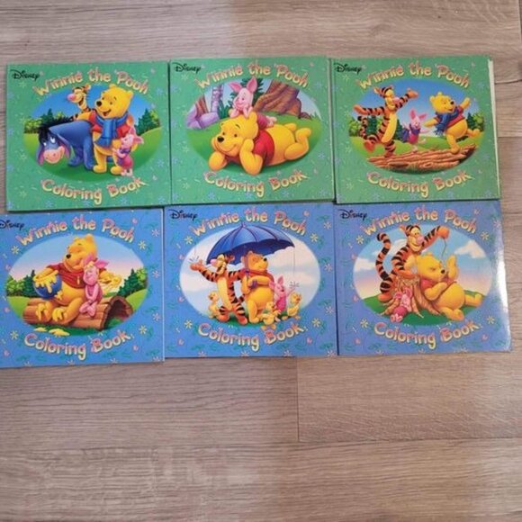 Vintage Disney Winnie the Pooh coloring books. 3 hard back 3 paper back. lot of